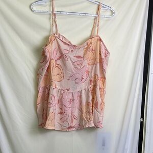 Adore Me Spaghetti Strap Top in Peach and Pink Floral
